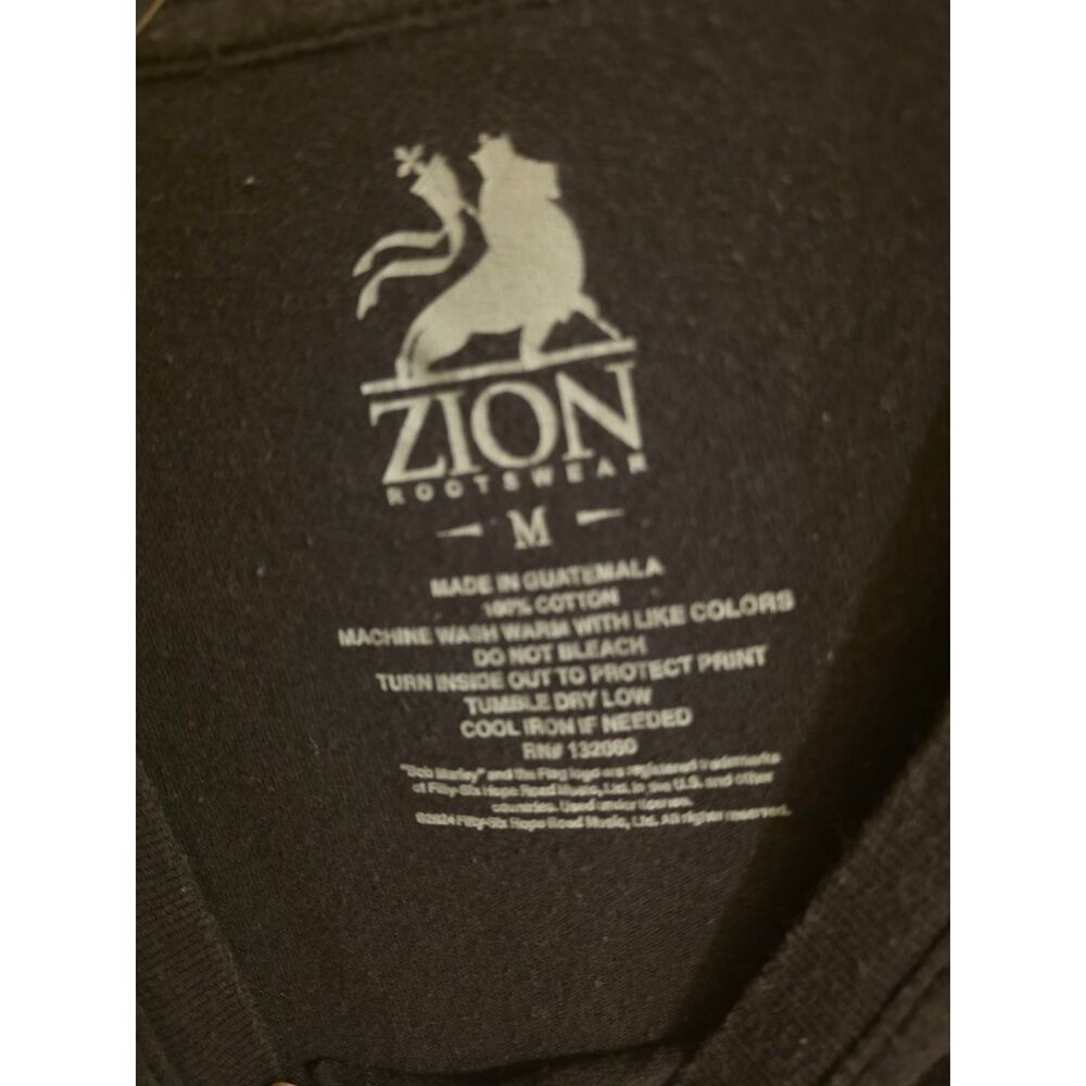 Zion Rootswear Bob Marley Black Graphic T-Shirt – Men's Size Medium